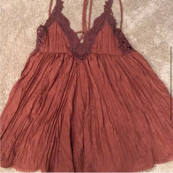 SALE Free People Breathless Mini Slip Dress Boho Copper Rust Color Size S - Picture 6 of 10